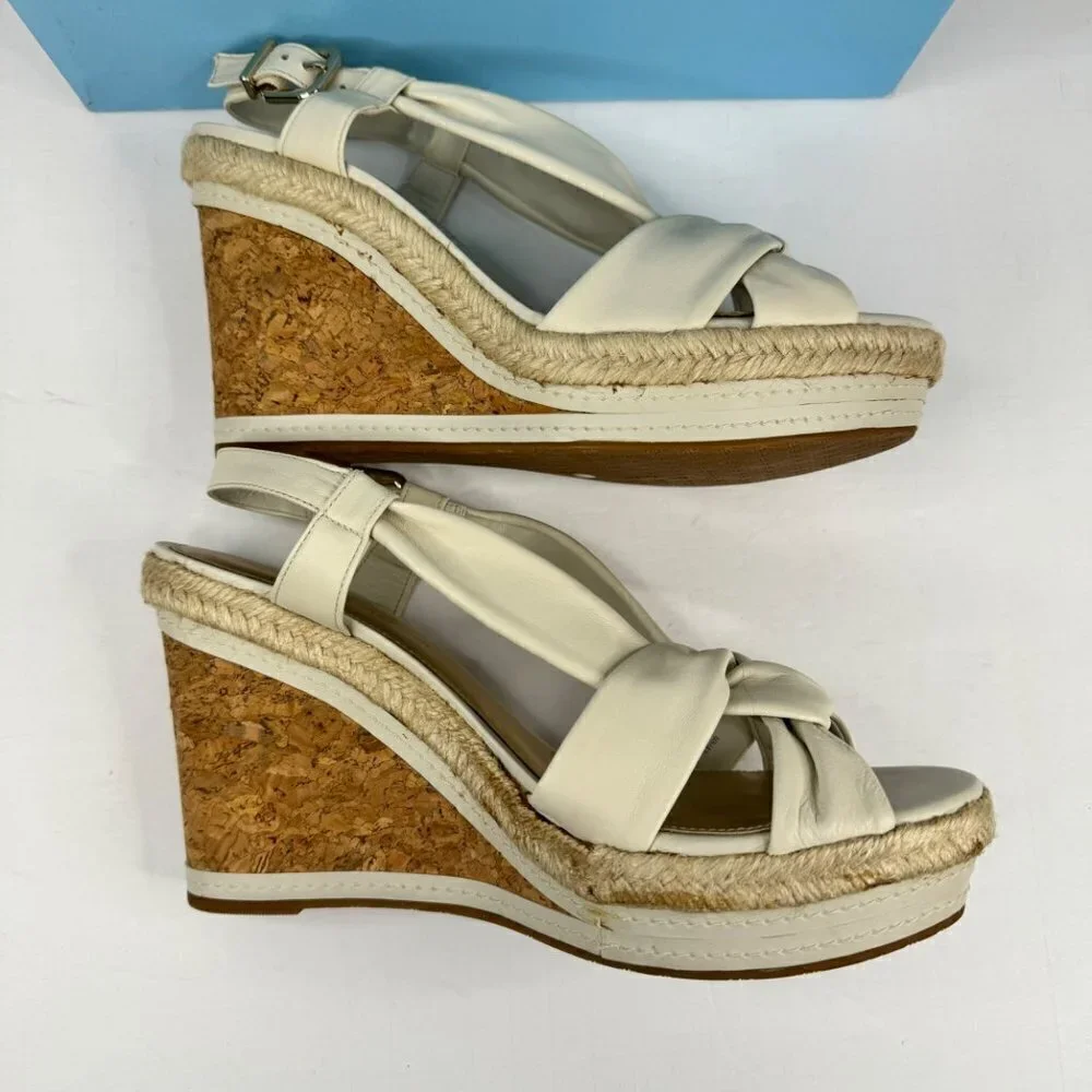 Antonio Melani Meyer Cork Wedge Sandal Off White New in Box Women's Size 9M READ